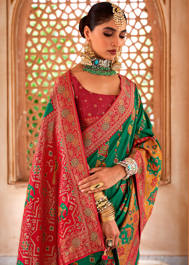 Shamrock Green Zari Woven Traditional Banarasi Silk Saree