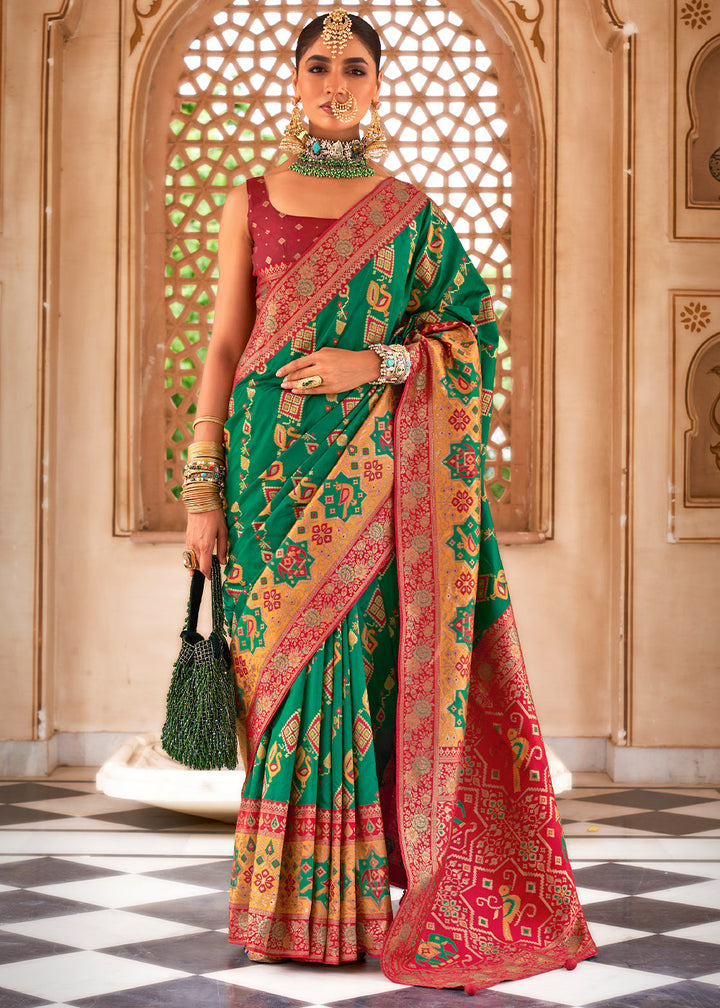 Shamrock Green Zari Woven Traditional Banarasi Silk Saree