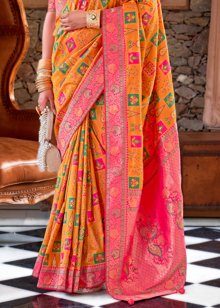 Cyber Yellow Zari Woven Traditional Banarasi Silk Saree