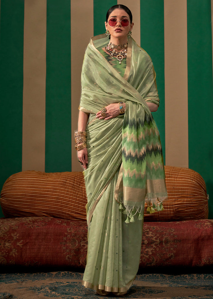 Pastel Green Handloom Woven Silk Saree