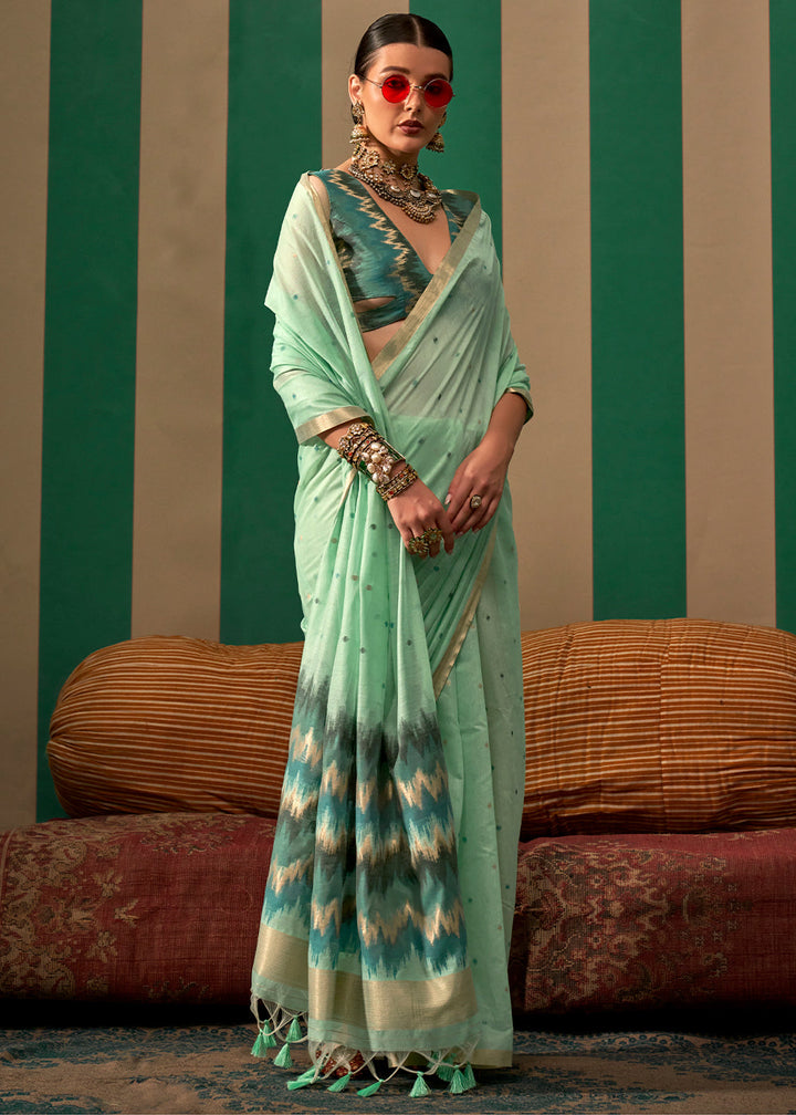 Emerald Green Handloom Woven Silk Saree