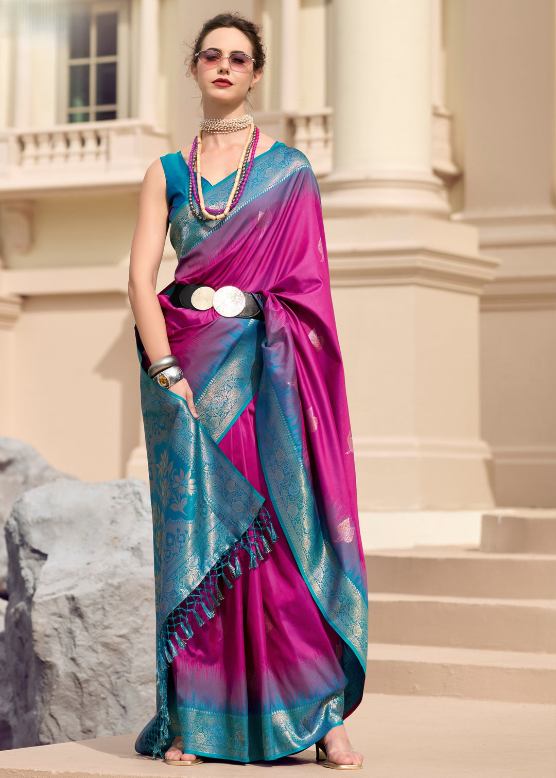 Magenta Pink Soft Silk Saree with Amazing Zari Weaving