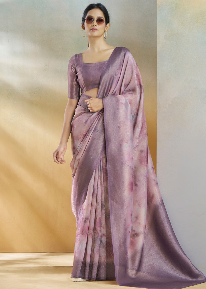 Royal Purple Handloom Weaving Silk Saree