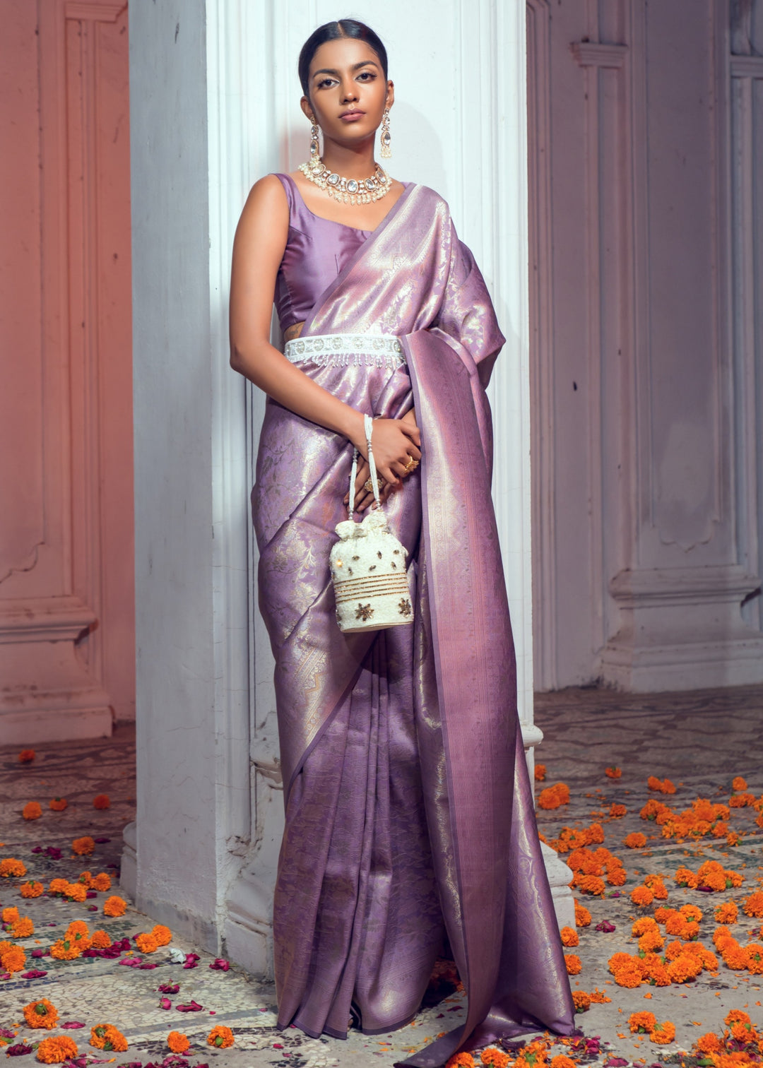 Amethyst Purple Zari Woven Silk Saree