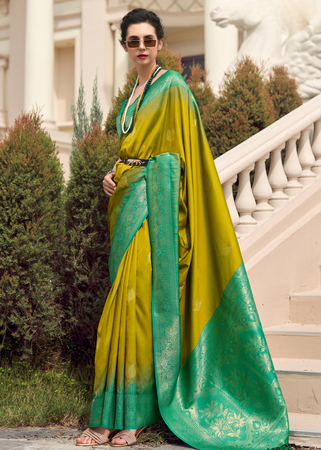 Spring Green Soft Silk Saree with Amazing Zari Weaving