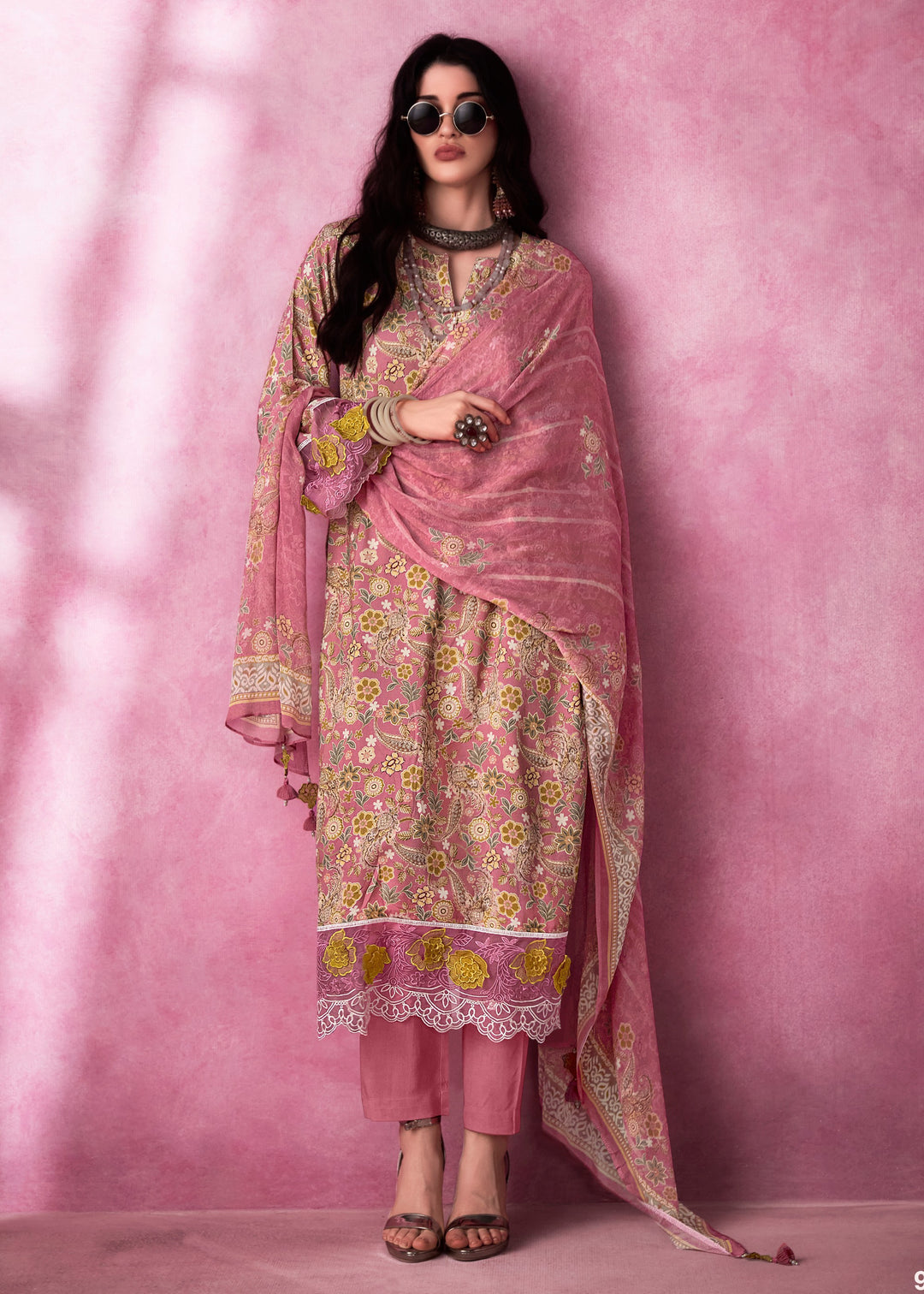 Pink Pure Muslin Salwar Suit