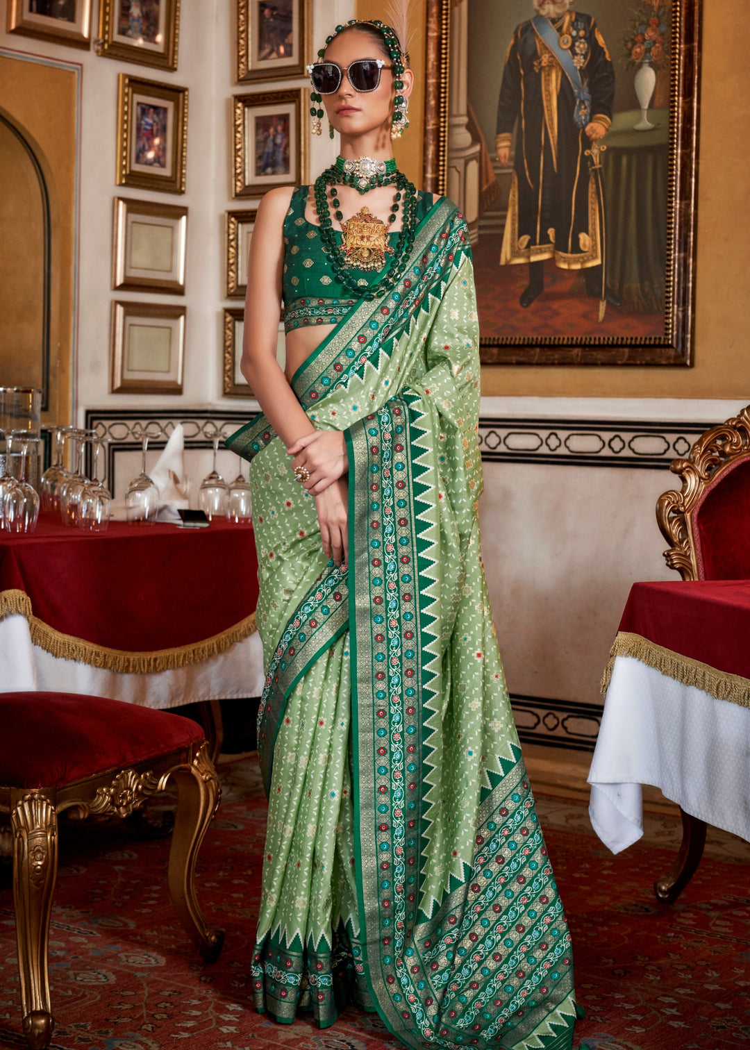 Dynasty Green Silk Saree With Traditional Classic Design