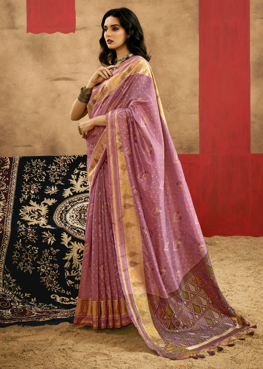 Purple Patola Handloom Weaving Silk Saree