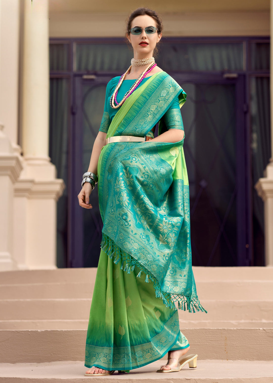 Neon Green Soft Silk Saree with Amazing Zari Weaving