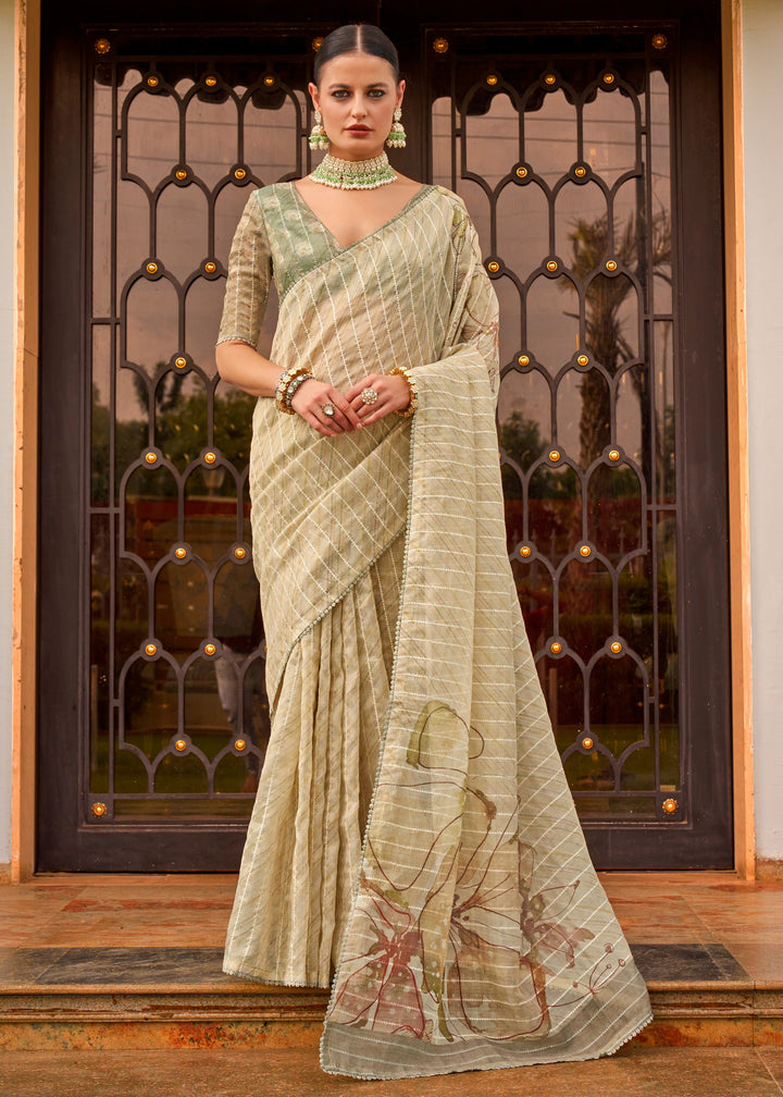 Light Yellow Pure Tissue Silk Saree