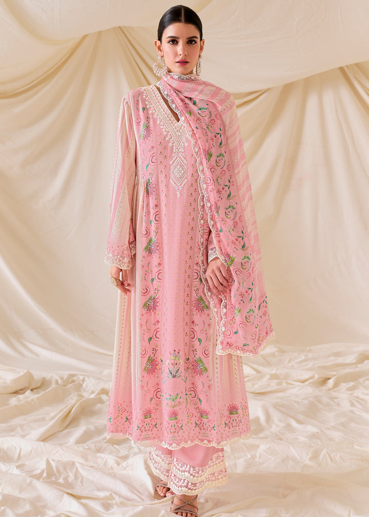 Pastel Pink Pure Muslin Salwar Suit with Dori Embroidery