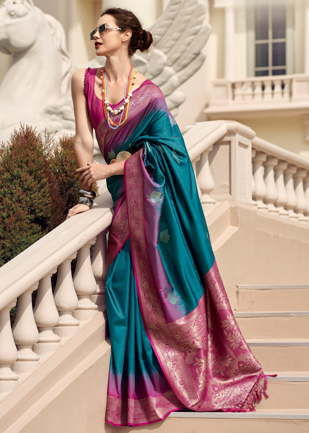 Aegean Blue Soft Silk Saree with Amazing Zari Weaving