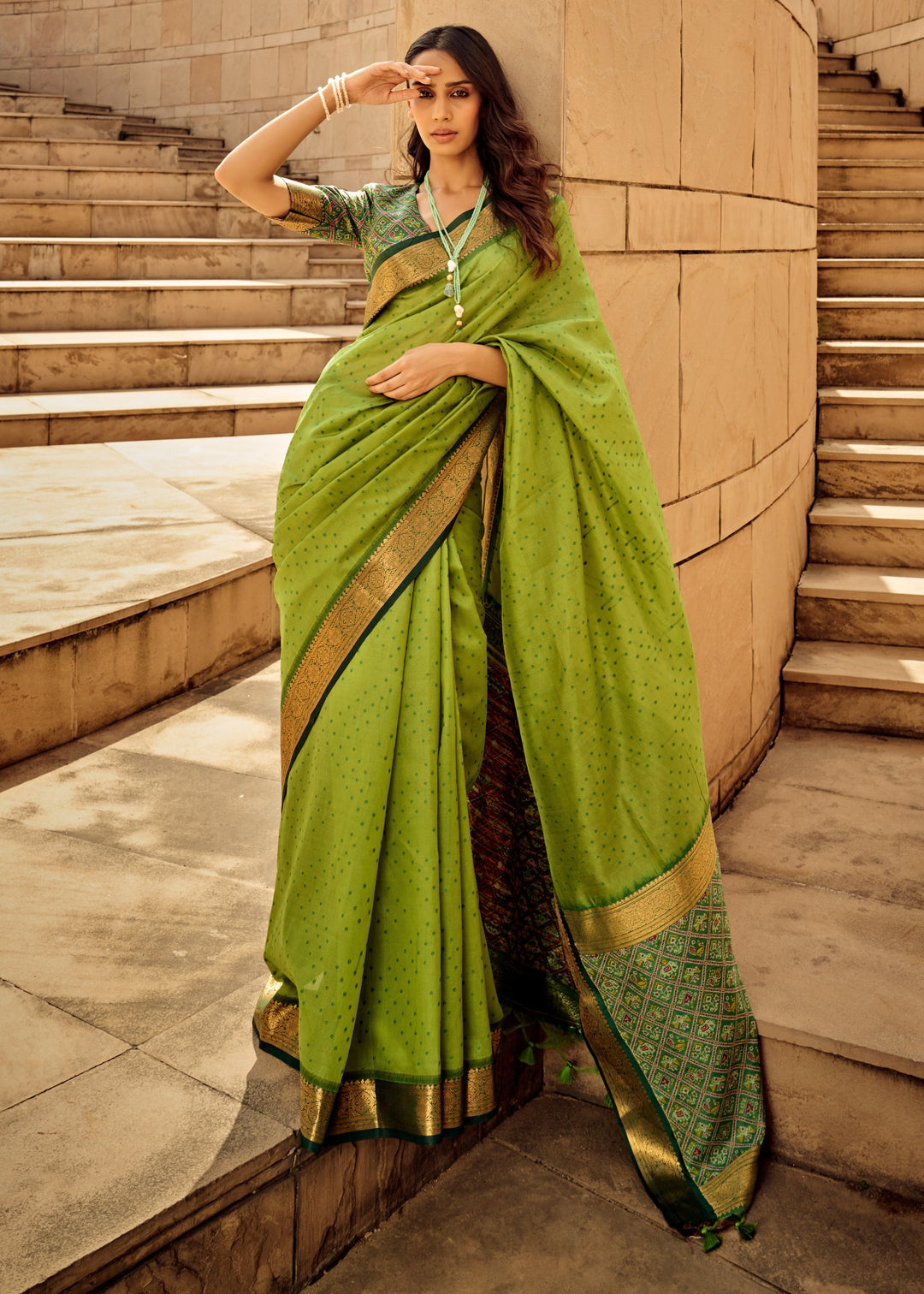 Green Handloom Weaving Silk Saree