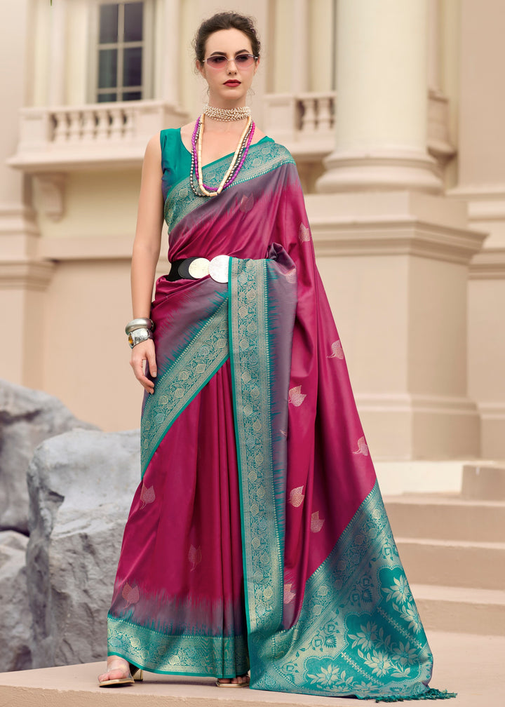 Raspberry Pink Soft Silk Saree with Amazing Zari Weaving