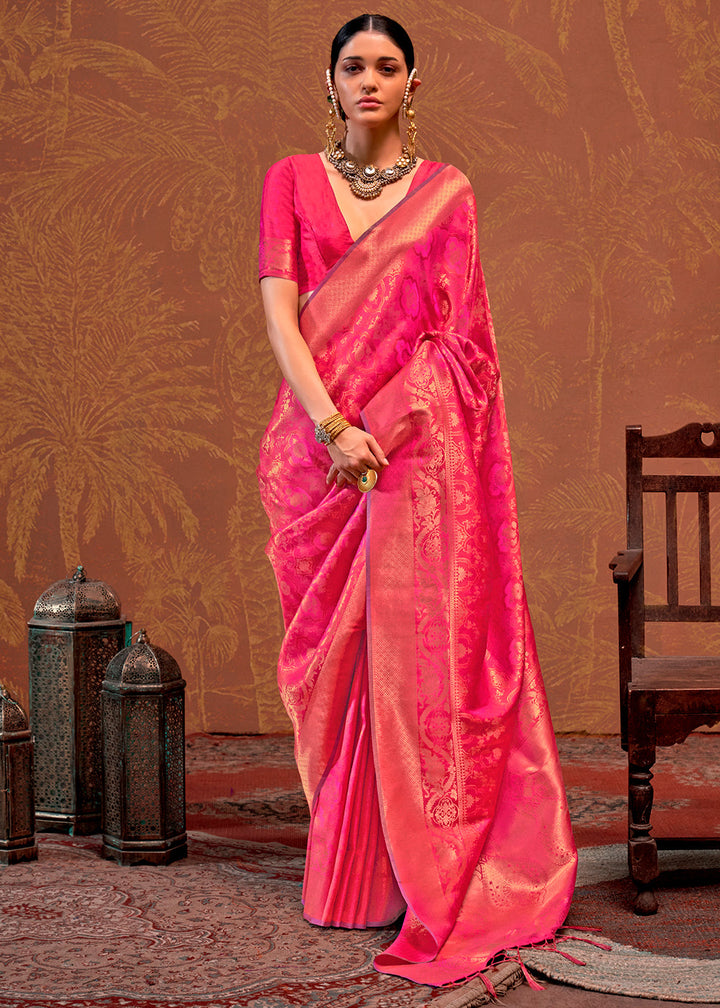 Shades Of Pink Handloom Woven Designer Silk Saree