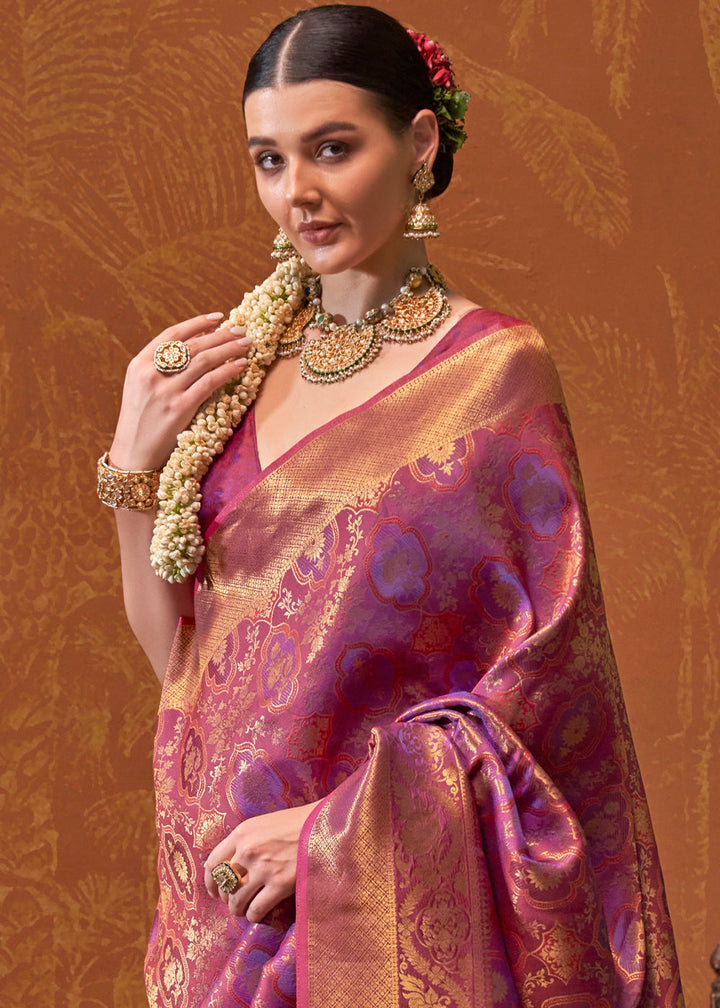 Shades Of Purple Handloom Woven Designer Silk Saree