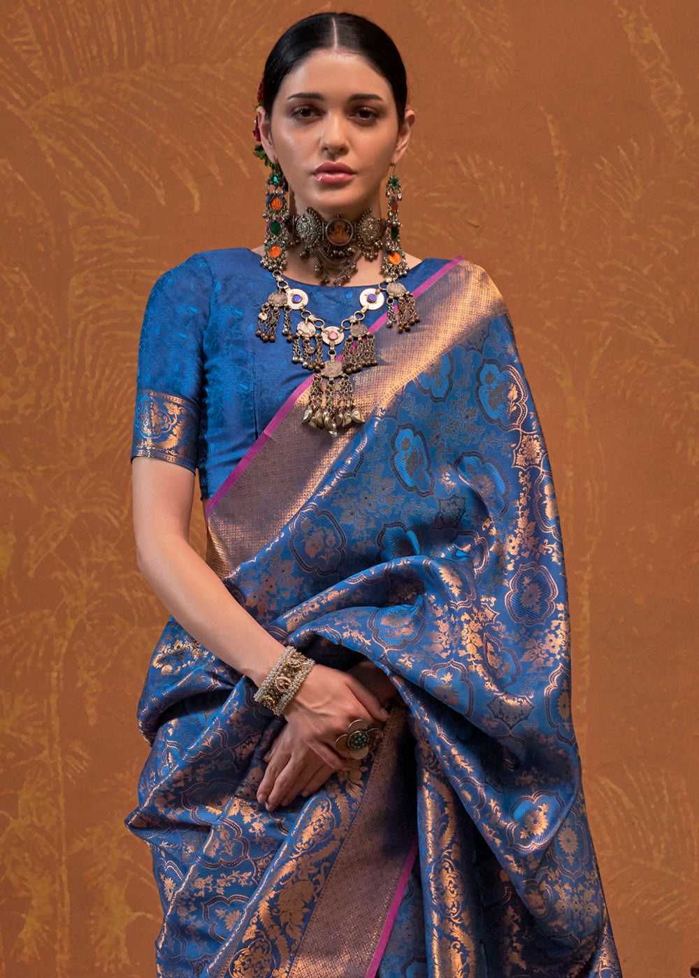 Cobalt Blue Handloom Woven Designer Silk Saree