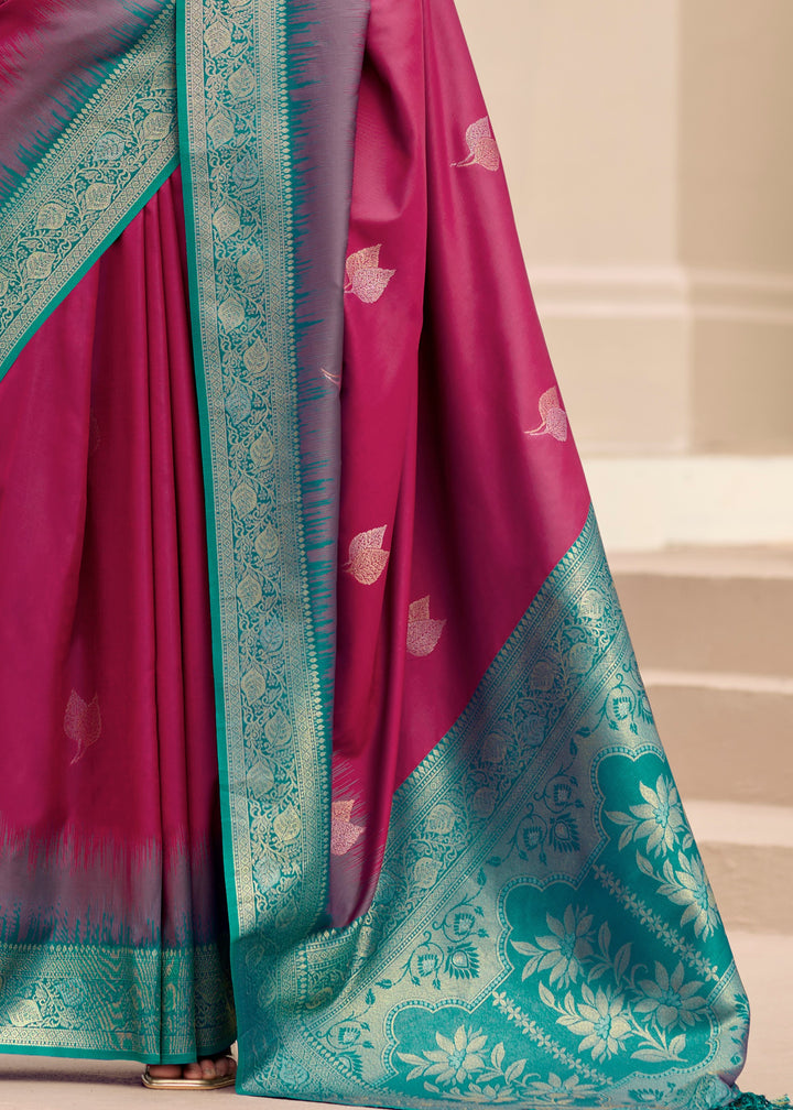 Raspberry Pink Soft Silk Saree with Amazing Zari Weaving