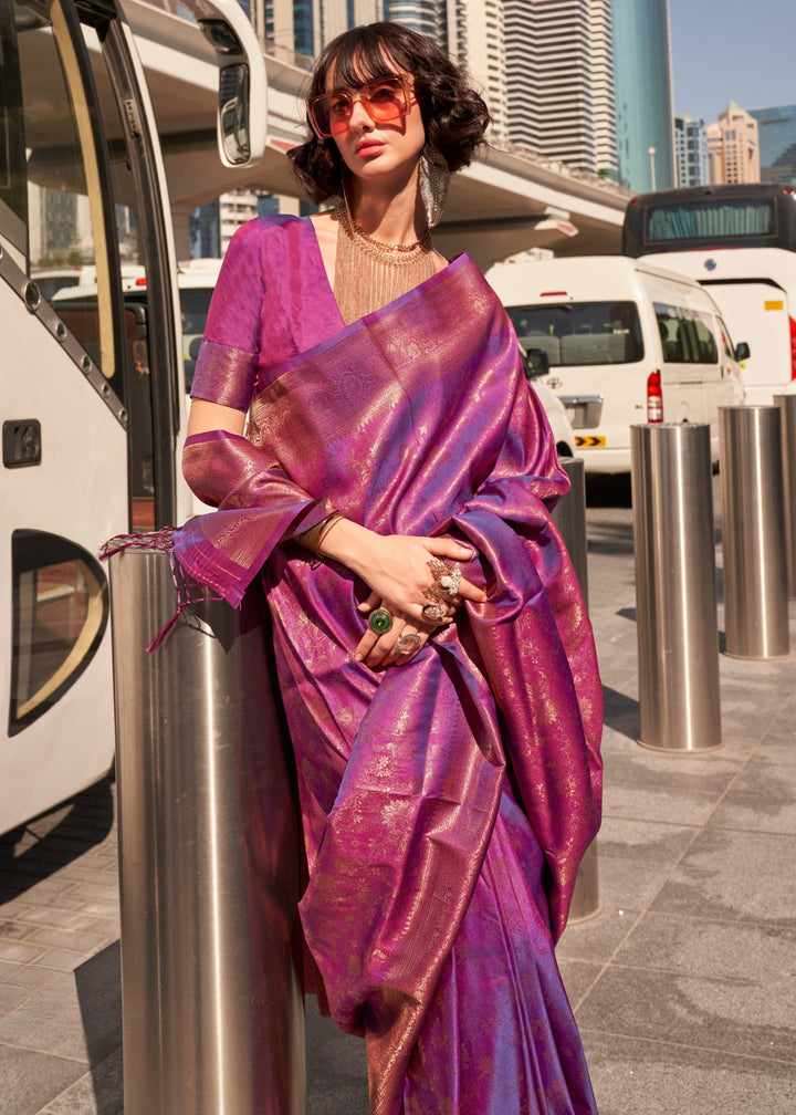 Raising Purple Handloom Weaving Saree