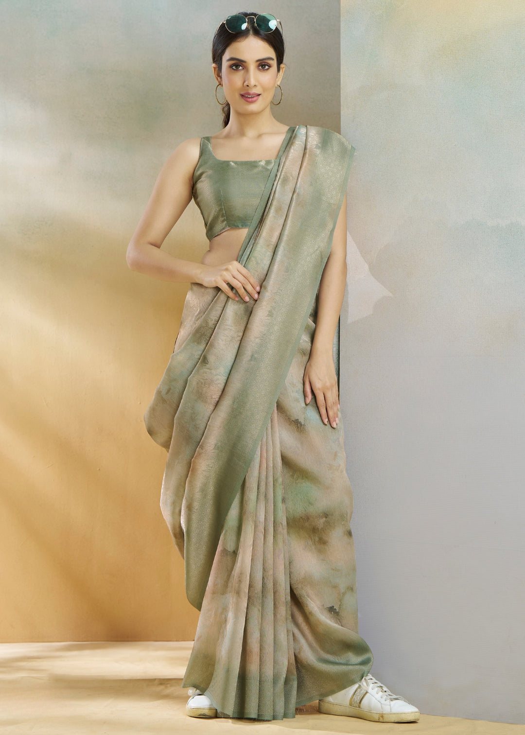 Laurel Green Handloom Weaving Silk Saree