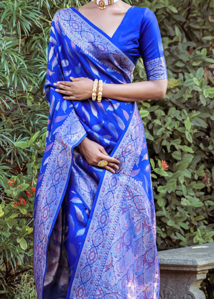 Admiral Blue Zari Woven Silk Saree: Top Pick