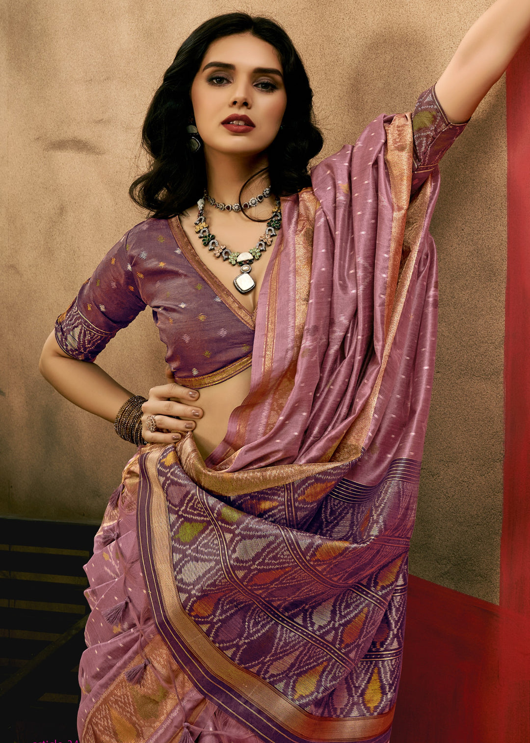 Purple Patola Handloom Weaving Silk Saree