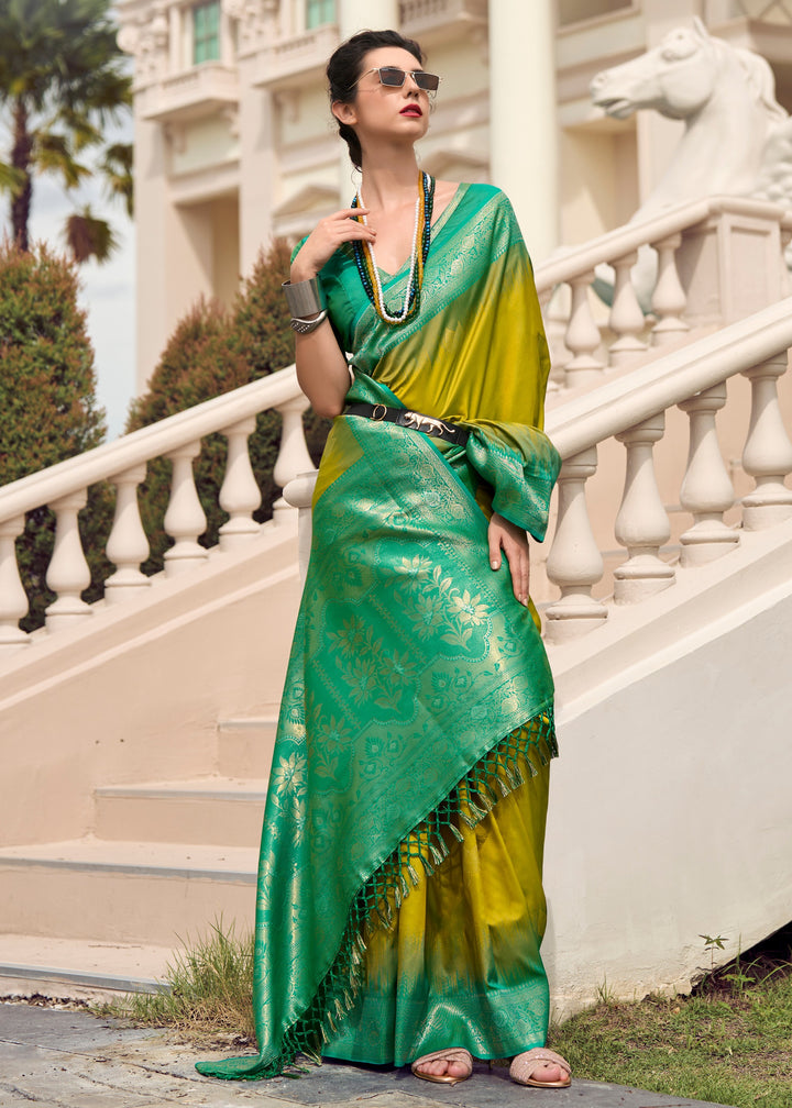 Spring Green Soft Silk Saree with Amazing Zari Weaving