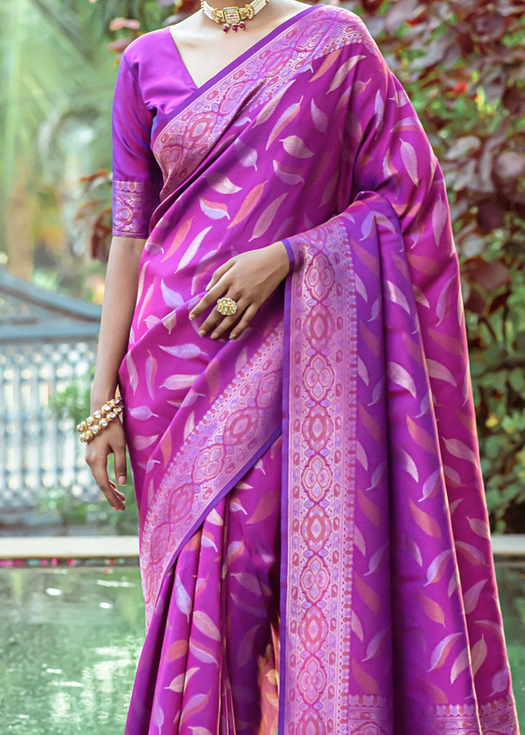 Electric Purple Zari Woven Silk Saree