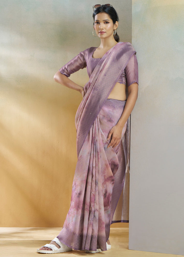 Royal Purple Handloom Weaving Silk Saree