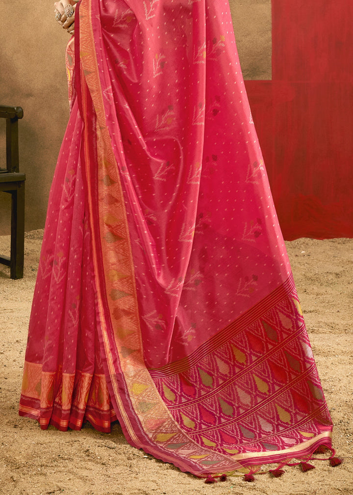 Pink Patola Handloom Weaving Silk Saree