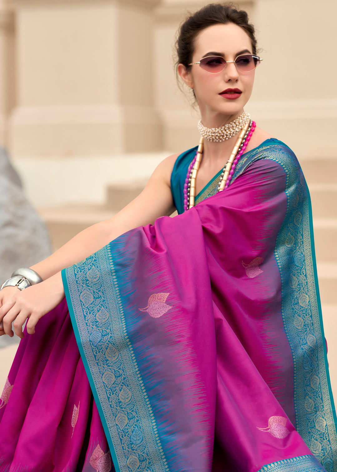 Magenta Pink Soft Silk Saree with Amazing Zari Weaving