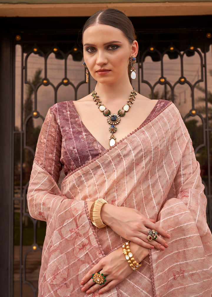 Blush Pink Pure Tissue Silk Saree