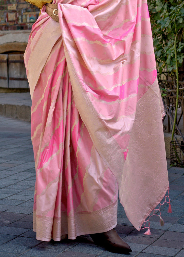 Shades Of Pink Rangkaat Handoom Woven Katan Silk Saree