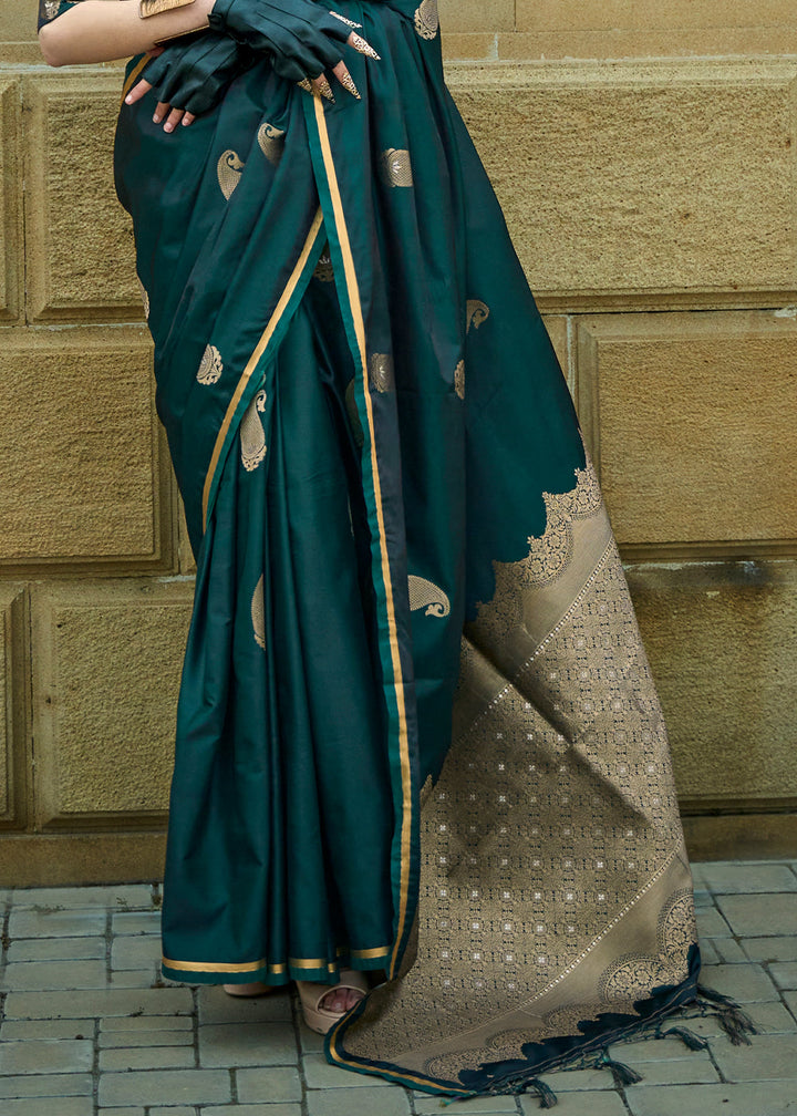 Sacramento Green Zari Woven Satin Silk Saree