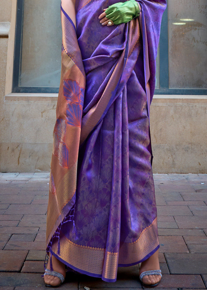 Spanish Purple Handwoven Two Tone Organza Silk Saree