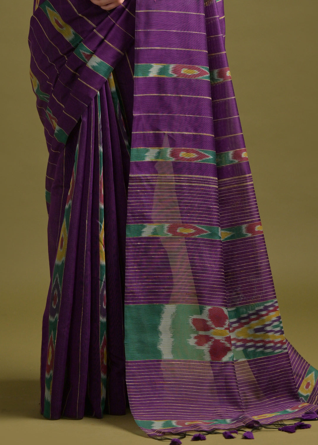 True Purple Soft Ikkat Cotton Printed Saree