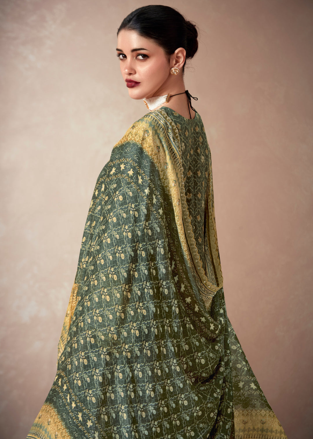 Green-Yellow Pure Muslin with Dori Embroidery Salwar Suit