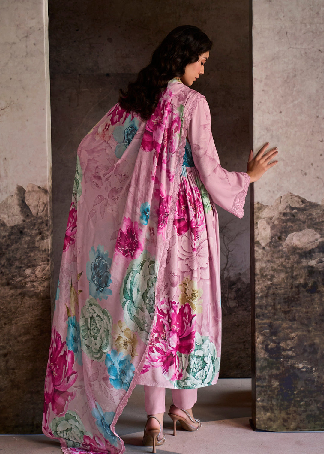 Pink Pure Muslin with Digital Print Salwar Suit