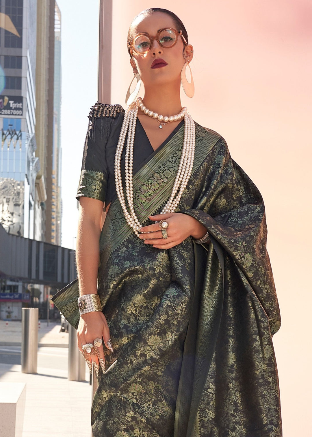 Basil Green Handloom Weaving Saree