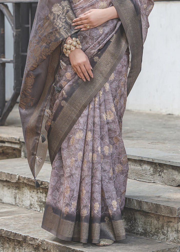 Faded Purple Woven Silk Saree