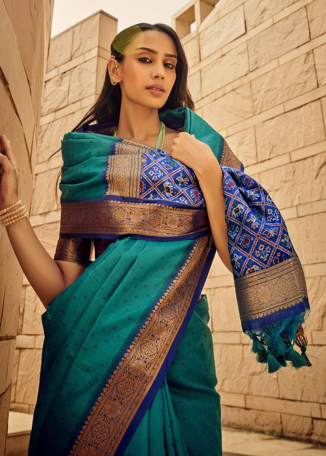 Dark Green Handloom Weaving Silk Saree