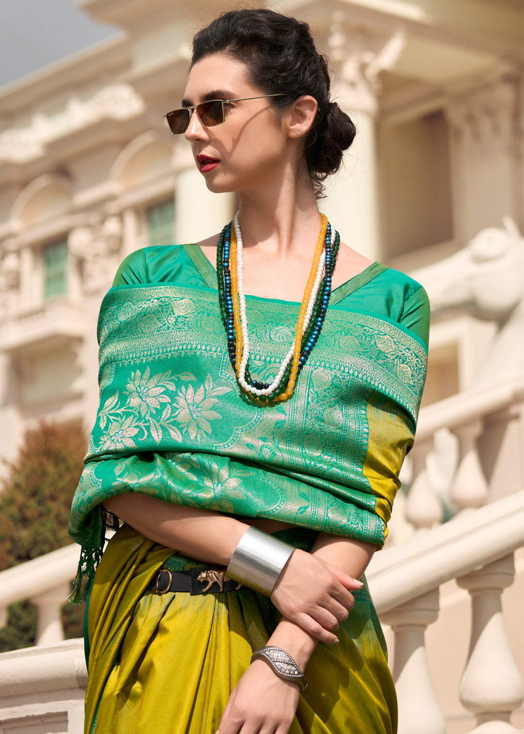 Spring Green Soft Silk Saree with Amazing Zari Weaving