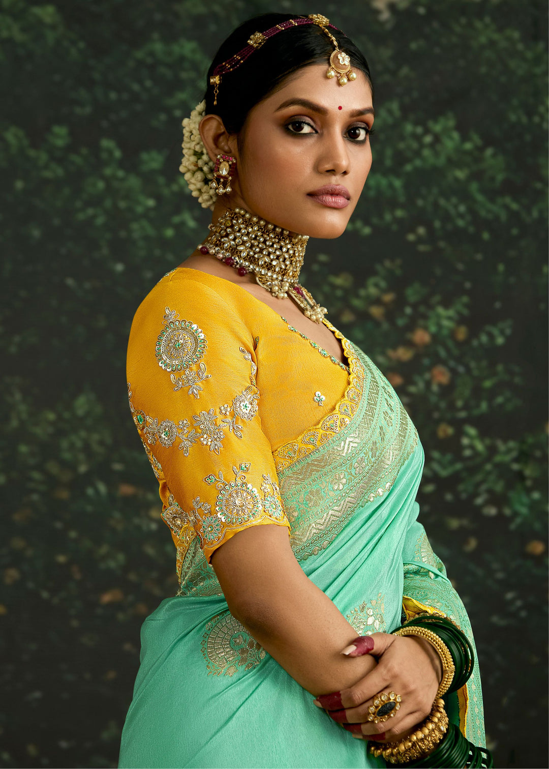 Pastel and Yellow Viscose silk Saree with Zari work