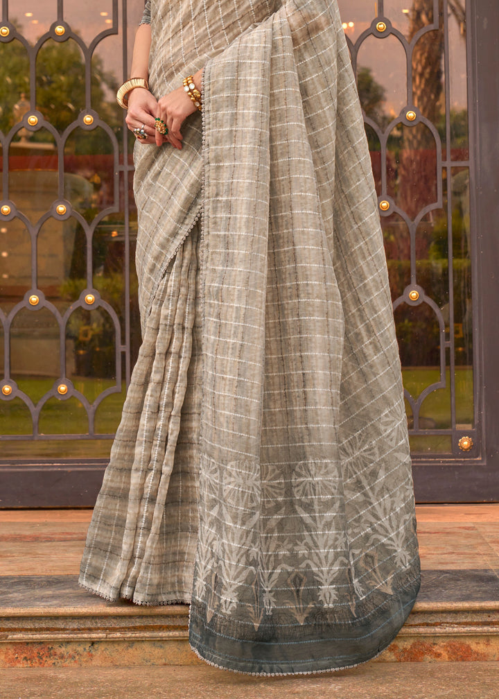 Grey Pure Tissue Silk Saree