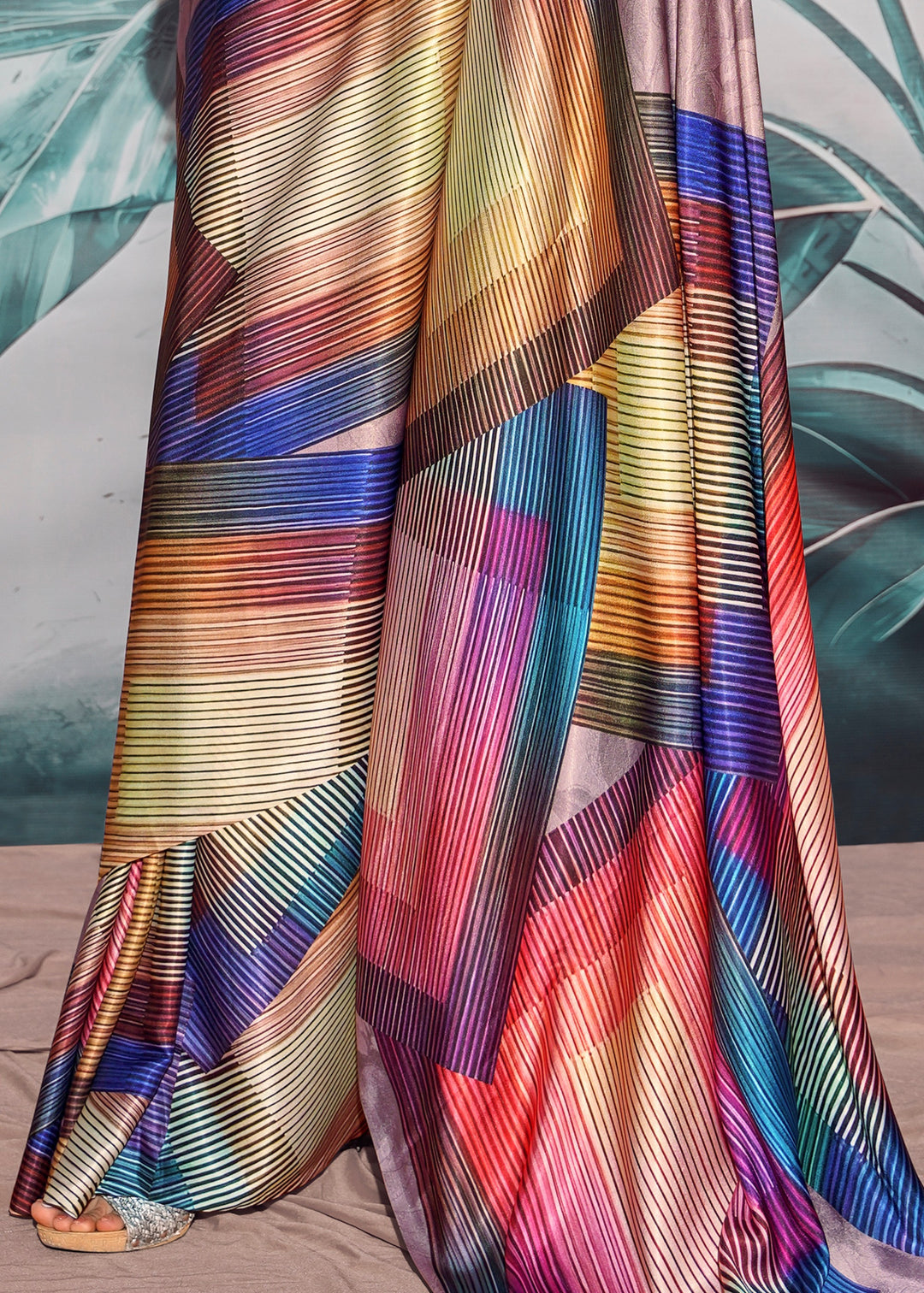 Multi Coloured Satin Crepe With Digital print