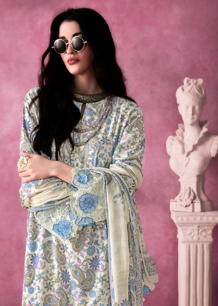 Off-White Pure Muslin Salwar Suit