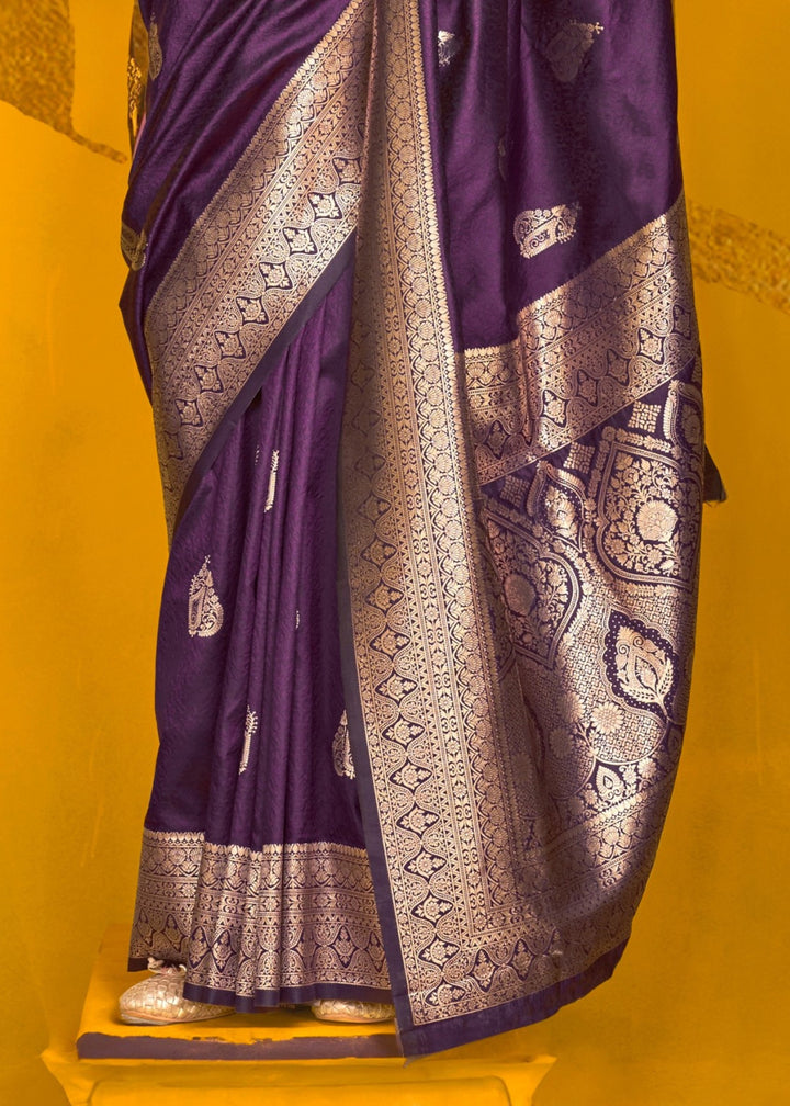 Plum Two Tone Handloom Weaving Silk Saree