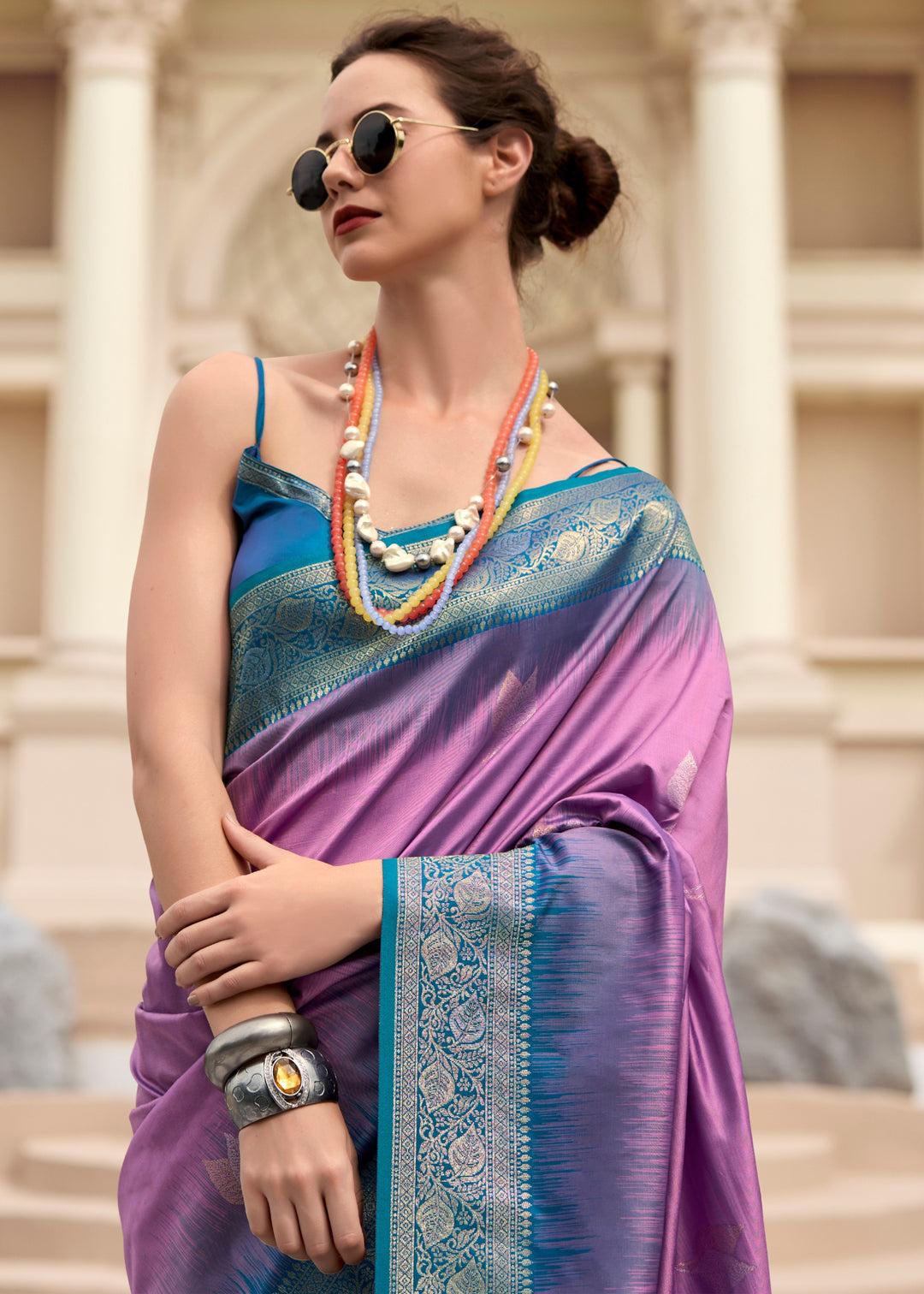 Orchid Purple Soft Silk Saree with Amazing Zari Weaving