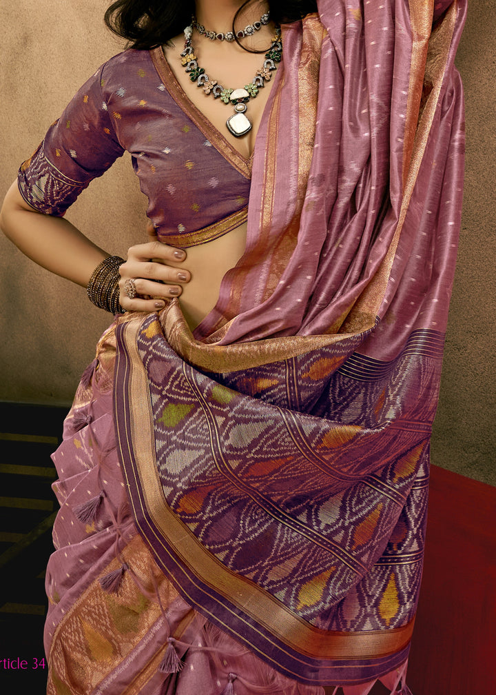 Purple Patola Handloom Weaving Silk Saree