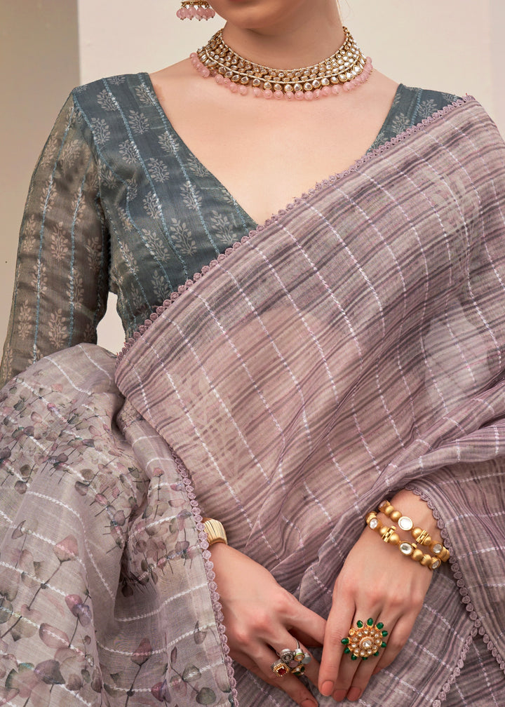 Soft purple Pure Tissue Silk Saree